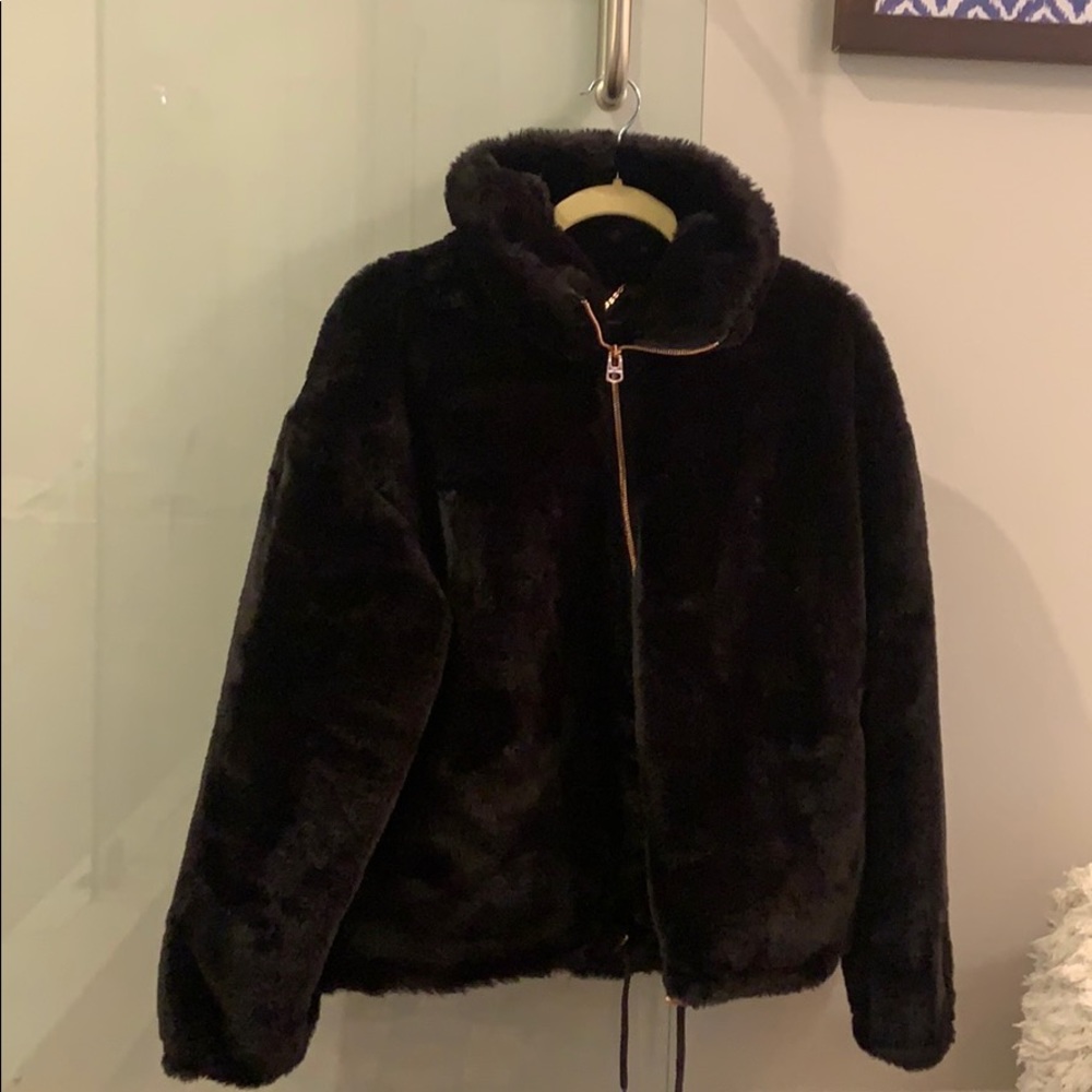 Lucky Brand Lexia Faux Fur Jacket Black-M w/ Tags